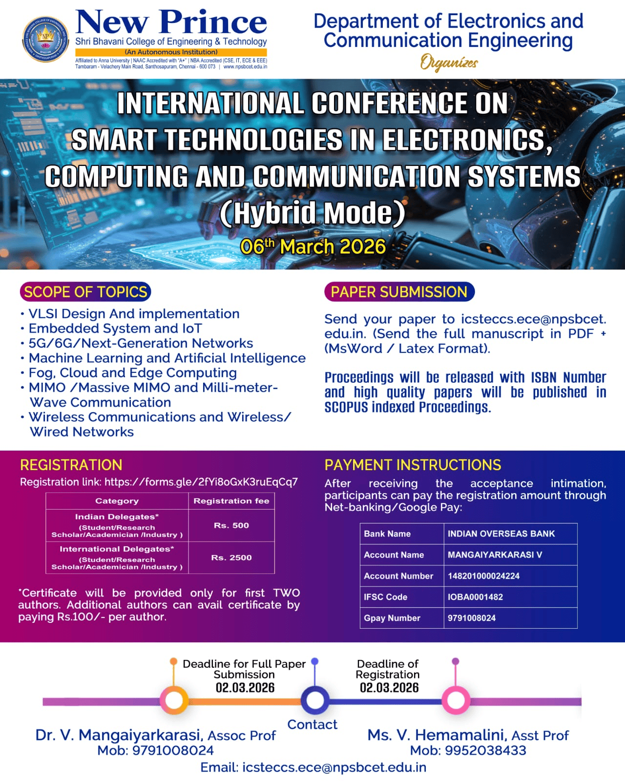 International Conference on Smart Technologies in Electronics, Computing and Communication Systems (ICSTECCS’26) International Conference Poster 